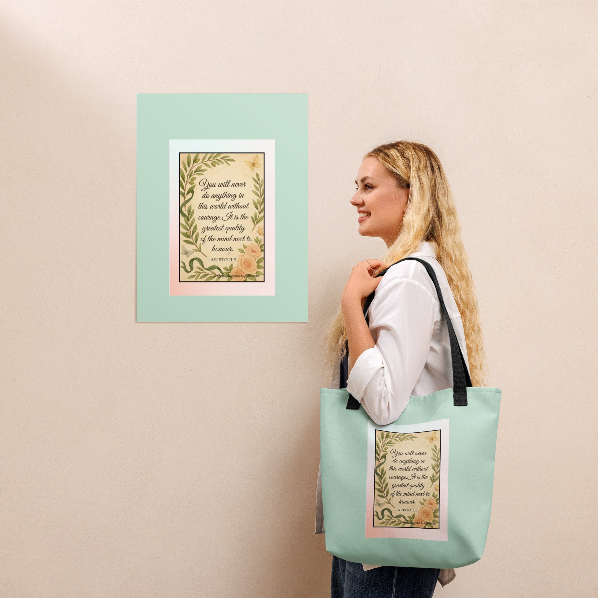 Aristotle, “ You cannot do anything in the world…” Tote bag