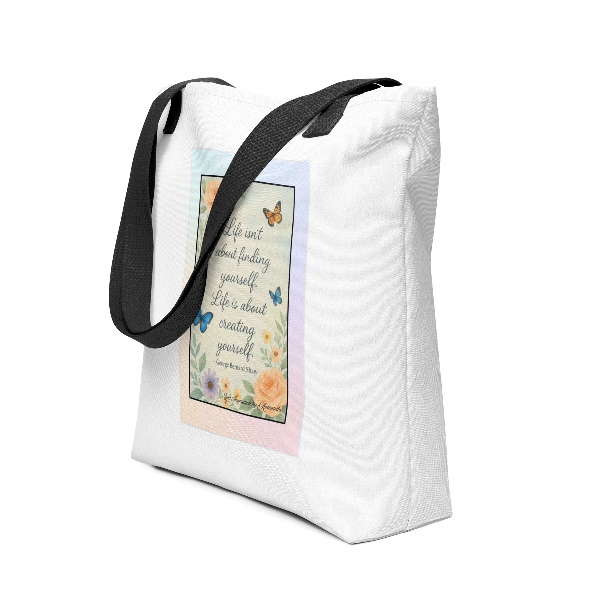 “Life isn’t about finding yourself…” Tote bag