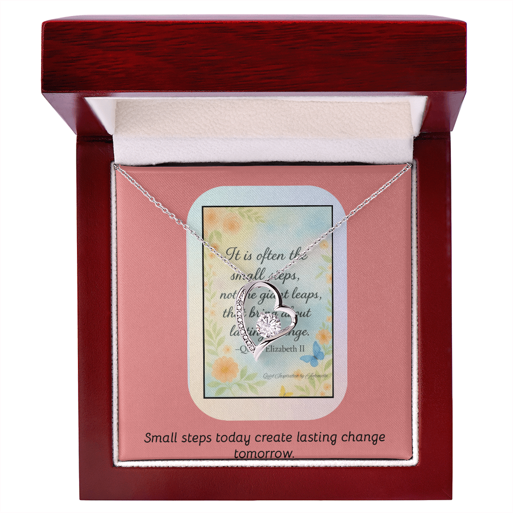 “Small Steps Bring Lasting Change” Inspirational Necklace – Encouragement Gift for Women, Graduation or Life Transition
