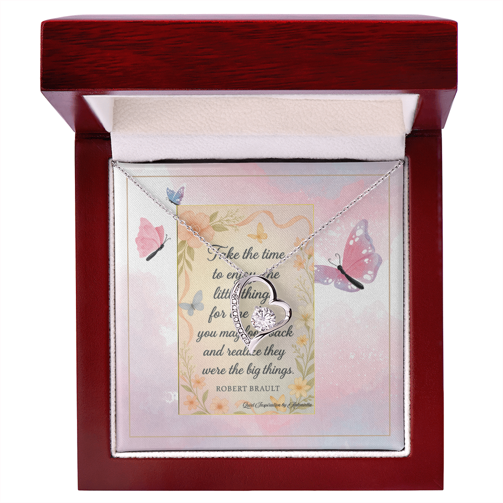 Inspirational Heart Necklace for Her – A Reminder to Enjoy the Little Things | Meaningful Encouragement Gift for Women Going Through a Difficult Time
