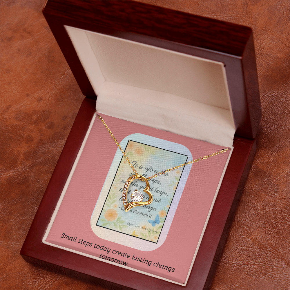 “Small Steps Bring Lasting Change” Inspirational Necklace – Encouragement Gift for Women, Graduation or Life Transition