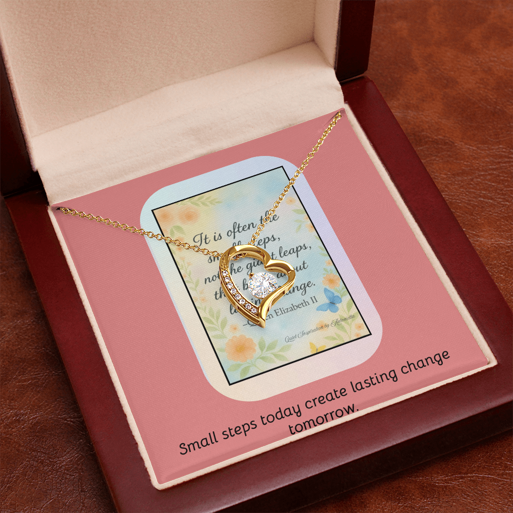 “Small Steps Bring Lasting Change” Inspirational Necklace – Encouragement Gift for Women, Graduation or Life Transition
