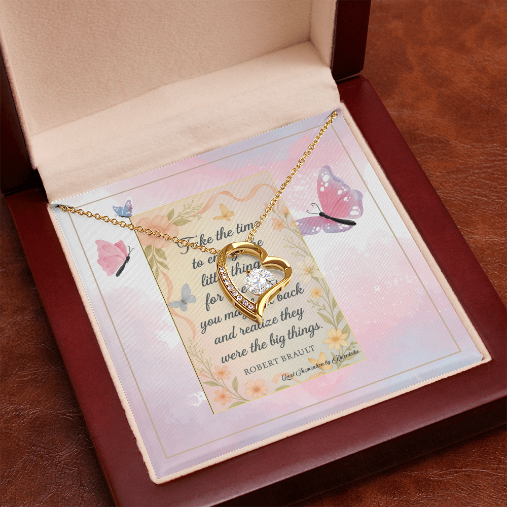 Inspirational Heart Necklace for Her – A Reminder to Enjoy the Little Things | Meaningful Encouragement Gift for Women Going Through a Difficult Time