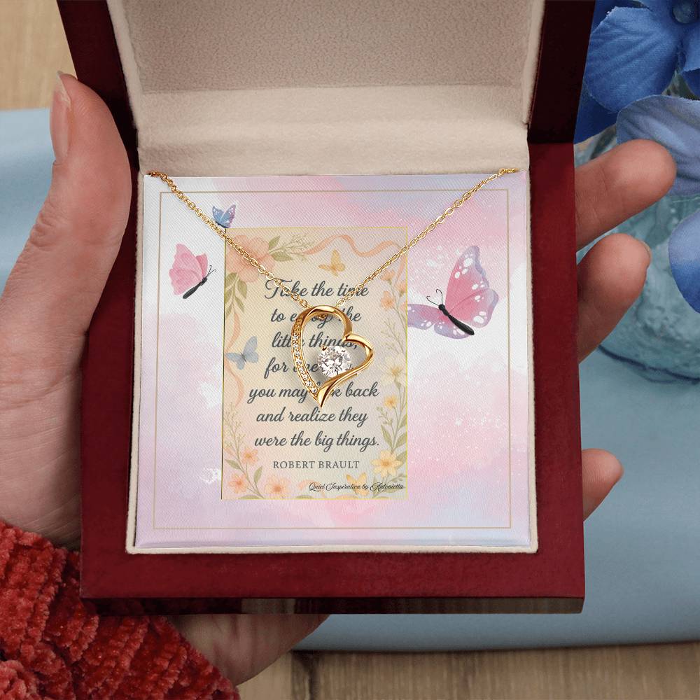 Inspirational Heart Necklace for Her – A Reminder to Enjoy the Little Things | Meaningful Encouragement Gift for Women Going Through a Difficult Time
