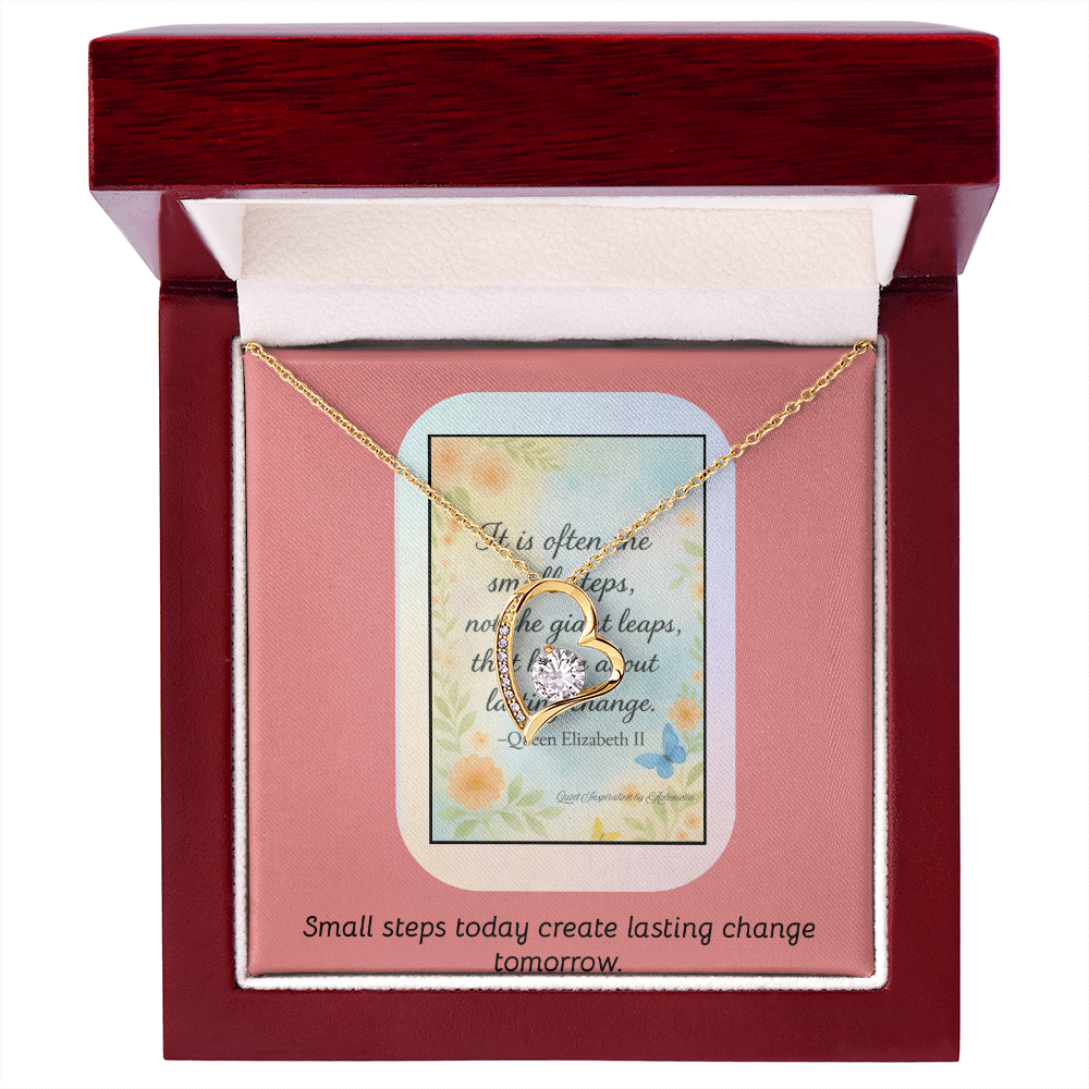 “Small Steps Bring Lasting Change” Inspirational Necklace – Encouragement Gift for Women, Graduation or Life Transition