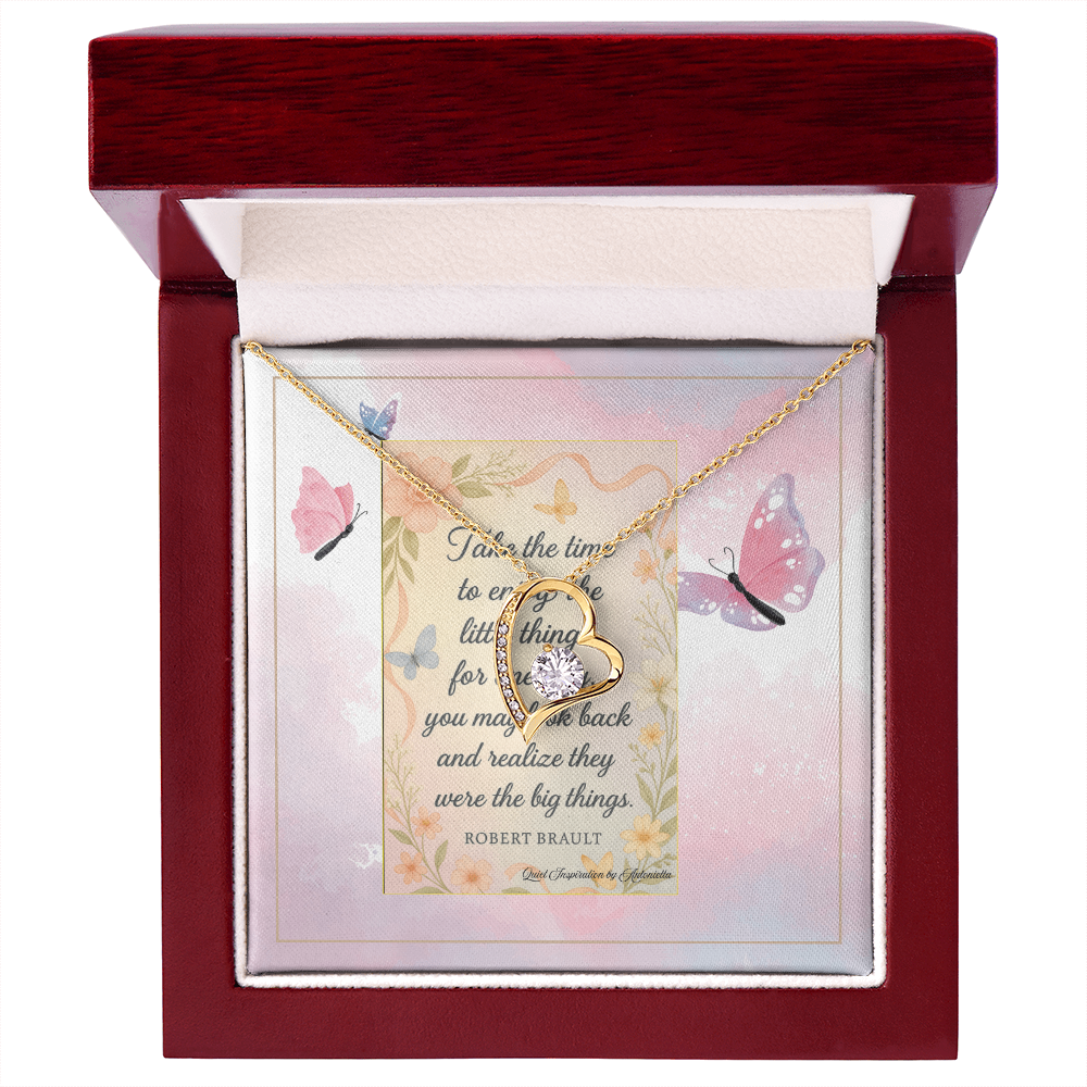 Inspirational Heart Necklace for Her – A Reminder to Enjoy the Little Things | Meaningful Encouragement Gift for Women Going Through a Difficult Time