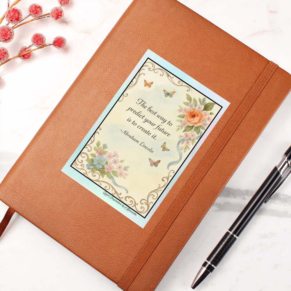 Inspirational Graphic Journal – “Create Your Future” Motivational Quote Notebook | Goal Setting, Self-Growth & Mindset Writing Journal | Botanical Vintage Design | Quiet Inspiration by Antonietta