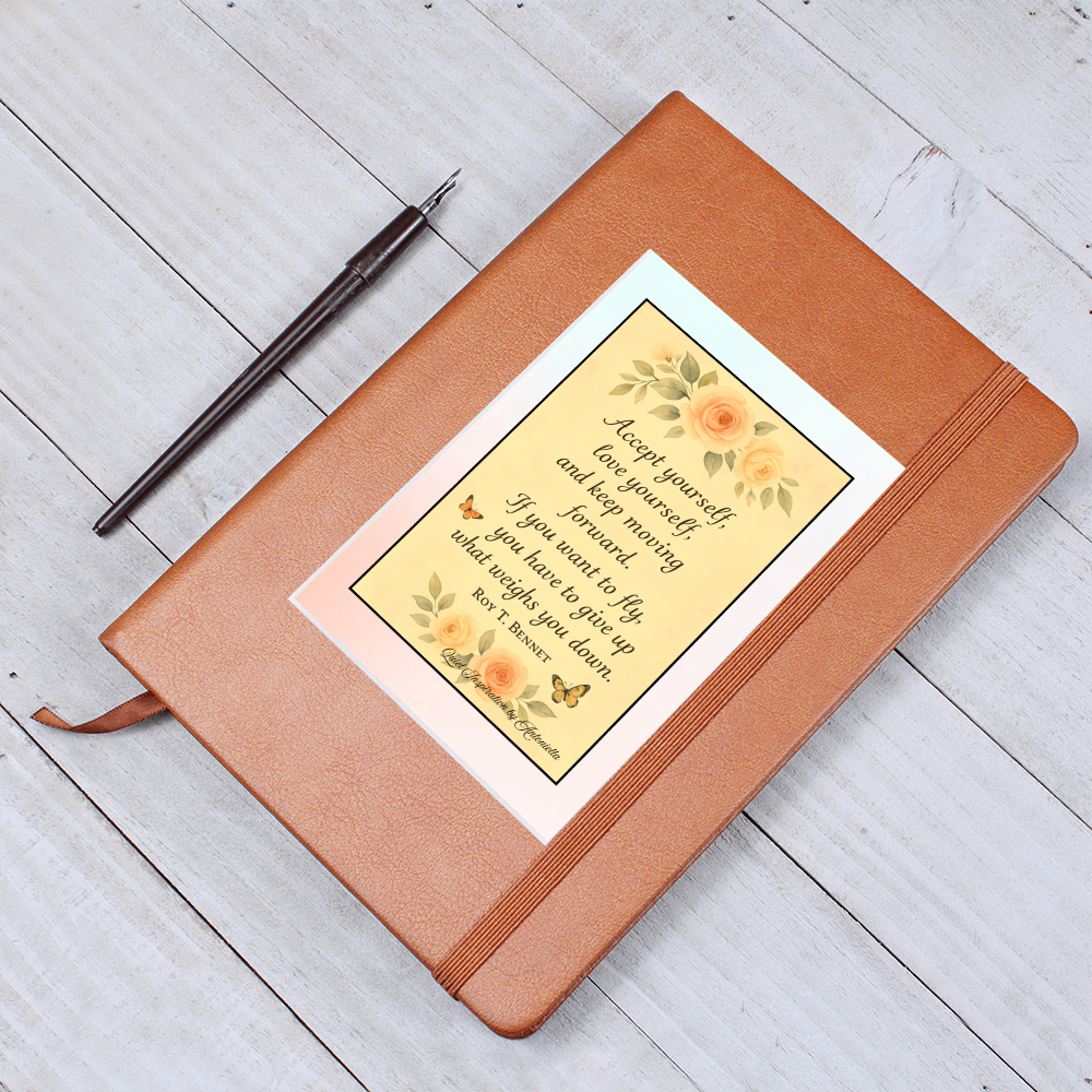 Inspirational Graphic Journal – “Accept Yourself, Keep Moving Forward” Motivational Quote Notebook | Self-Love & Personal Growth Journal | Botanical Vintage Design | Quiet Inspiration by Antonietta