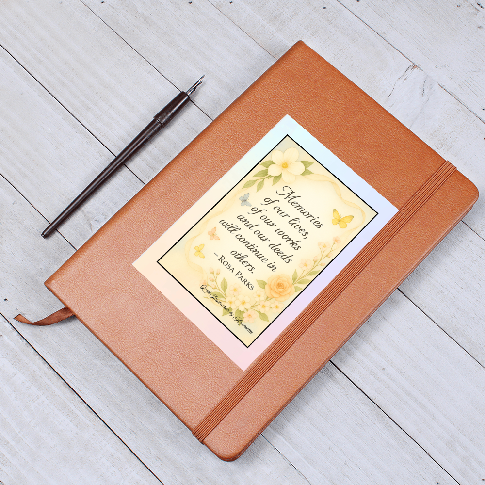 Rosa Parks Inspirational Graphic Journal – “Memories of Our Lives” Motivational Quote Notebook | Mindfulness Reflection & Legacy Journal | Botanical Butterfly Design | Quiet Inspiration by Antonietta