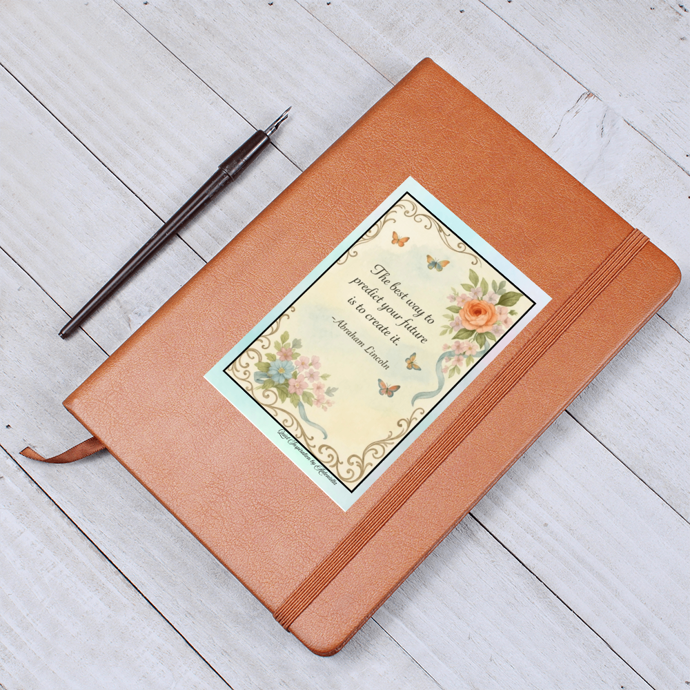Inspirational Graphic Journal – “Create Your Future” Motivational Quote Notebook | Goal Setting, Self-Growth & Mindset Writing Journal | Botanical Vintage Design | Quiet Inspiration by Antonietta