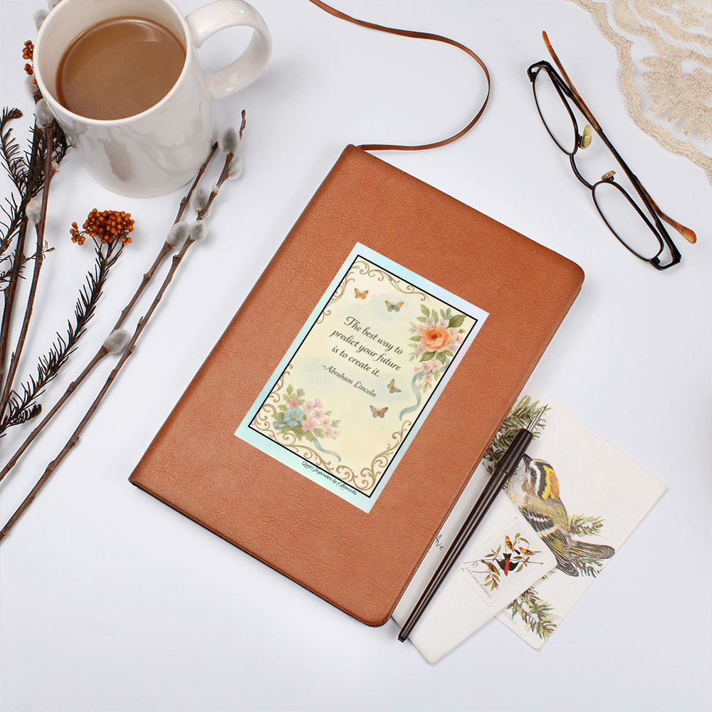Inspirational Graphic Journal – “Create Your Future” Motivational Quote Notebook | Goal Setting, Self-Growth & Mindset Writing Journal | Botanical Vintage Design | Quiet Inspiration by Antonietta