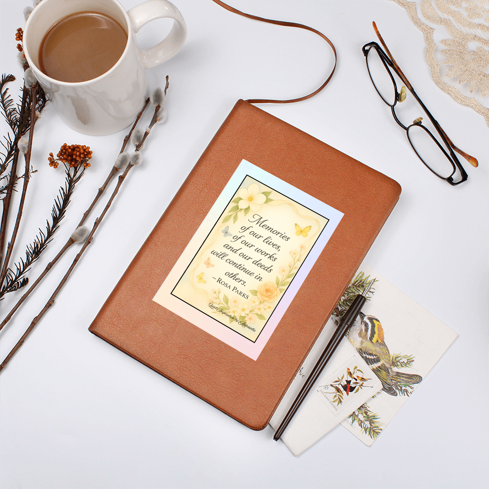 Rosa Parks Inspirational Graphic Journal – “Memories of Our Lives” Motivational Quote Notebook | Mindfulness Reflection & Legacy Journal | Botanical Butterfly Design | Quiet Inspiration by Antonietta