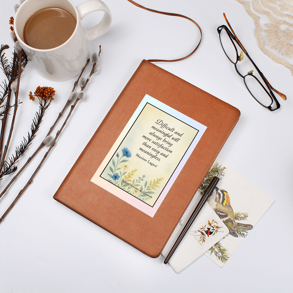 Difficult & Meaningful Inspirational Graphic Journal – Motivational Quote Notebook, Mindfulness Writing Journal, Quiet Inspiration by Antonietta