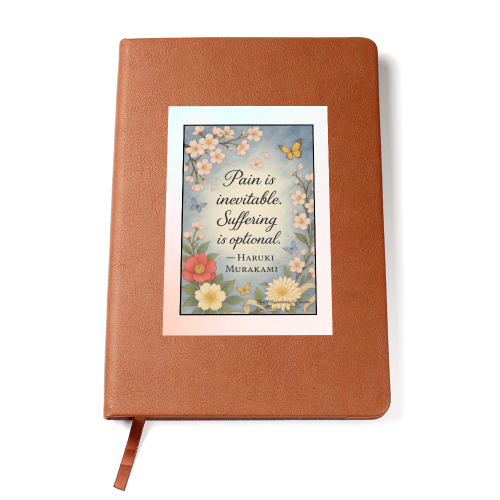 Pain is Inevitable Inspirational Journal – Haruki Murakami Quote Notebook | Mindfulness & Resilience Journal | Quiet Inspiration by Antonietta