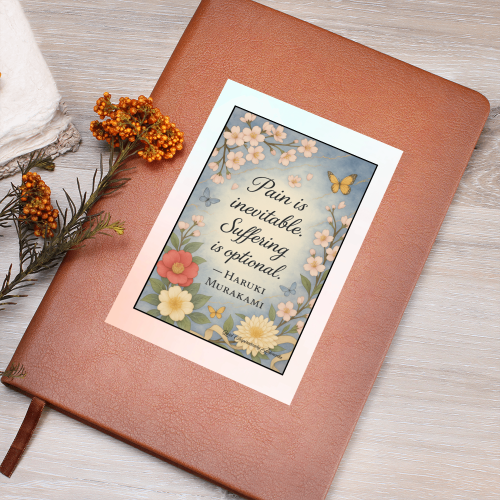 Pain is Inevitable Inspirational Journal – Haruki Murakami Quote Notebook | Mindfulness & Resilience Journal | Quiet Inspiration by Antonietta