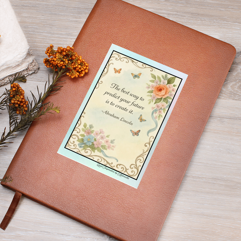 Inspirational Graphic Journal – “Create Your Future” Motivational Quote Notebook | Goal Setting, Self-Growth & Mindset Writing Journal | Botanical Vintage Design | Quiet Inspiration by Antonietta