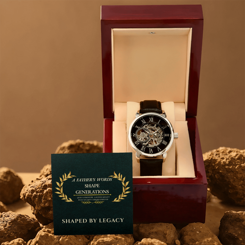 A Father's Words Shape Generations Men's Openwork Watch Gift for Dad Husband Father