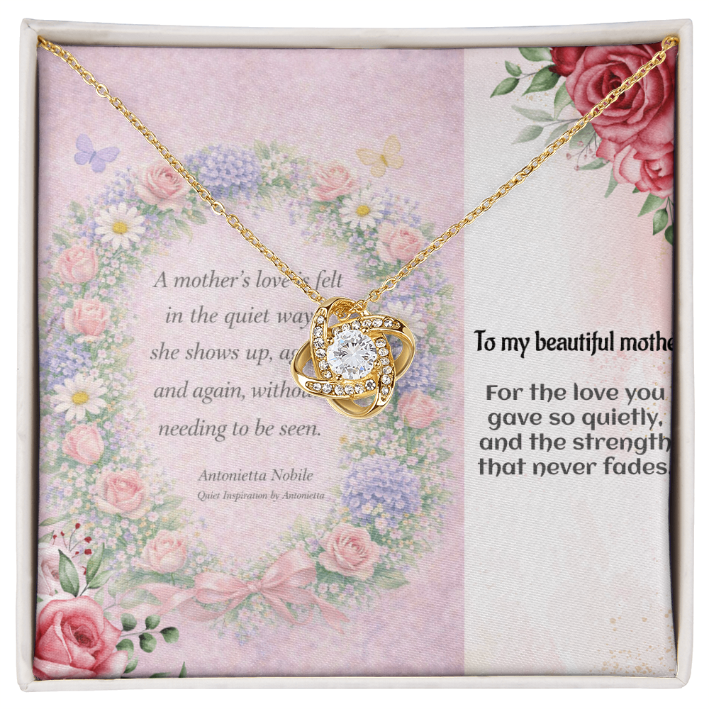 To My Beautiful Mother Necklace – Love Knot Gift for Mom, Meaningful Mother's Day Gift, Emotional Keepsake Jewelry for Mom