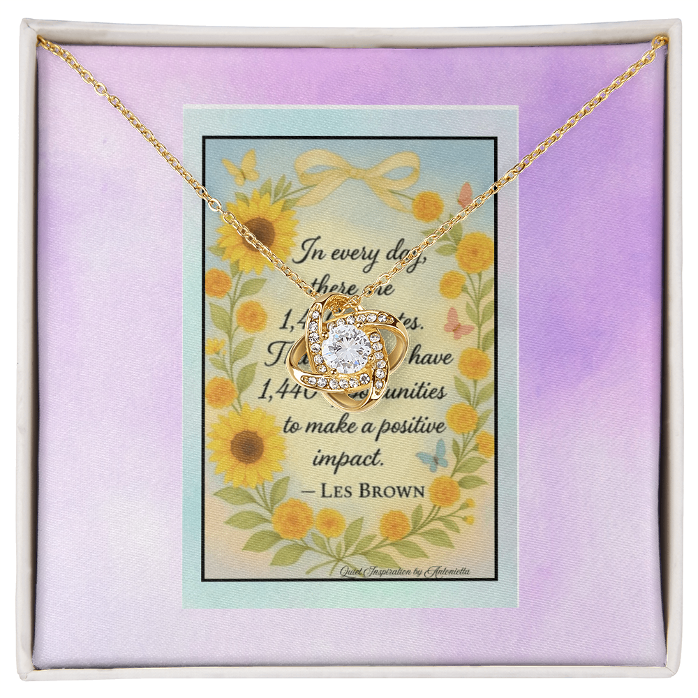 Motivation Necklace – Daily Reminder Gift for Women, Positive Mindset Jewelry, Encouragement Gift, Self Growth Love Knot Necklace