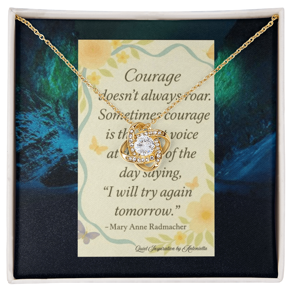 Inspirational Courage Quote Gift Necklace Card – Encouragement Gift for Women, Motivation Jewelry Card, Strength Quote Gift, Sympathy Support Gift, Inspirational Floral Message Card