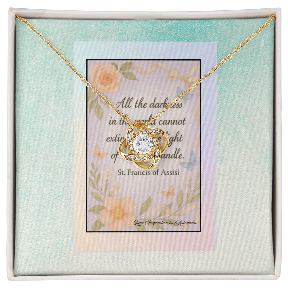 Christian Love Knot Necklace Gift for Women – St. Francis of Assisi Inspirational Jewelry, Faith Encouragement Gift, Religious Quote Pendant, Meaningful Christian Gift Necklace