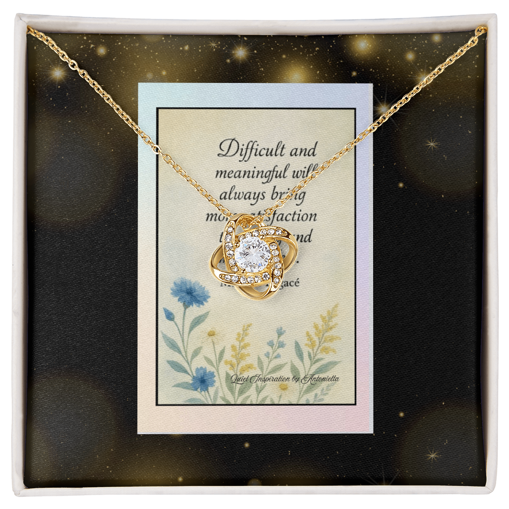 Inspirational Love Knot Necklace Gift for Her – Motivational Encouragement Gift, Strength & Perseverance Message Card,