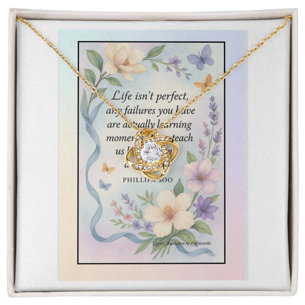 Inspirational Love Knot Necklace Gift for Her – Motivational Quote Jewelry | Encouragement, Healing & Personal Growth Message Card