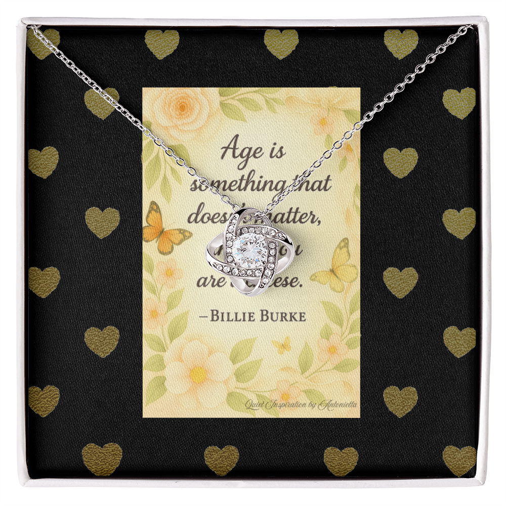 Funny Love Knot Necklace Gift for Women – “Age Is Just a Number” Inspirational Humor Jewelry, Birthday Gift Necklace, Best Friend Gift, Unique Encouragement Pendant