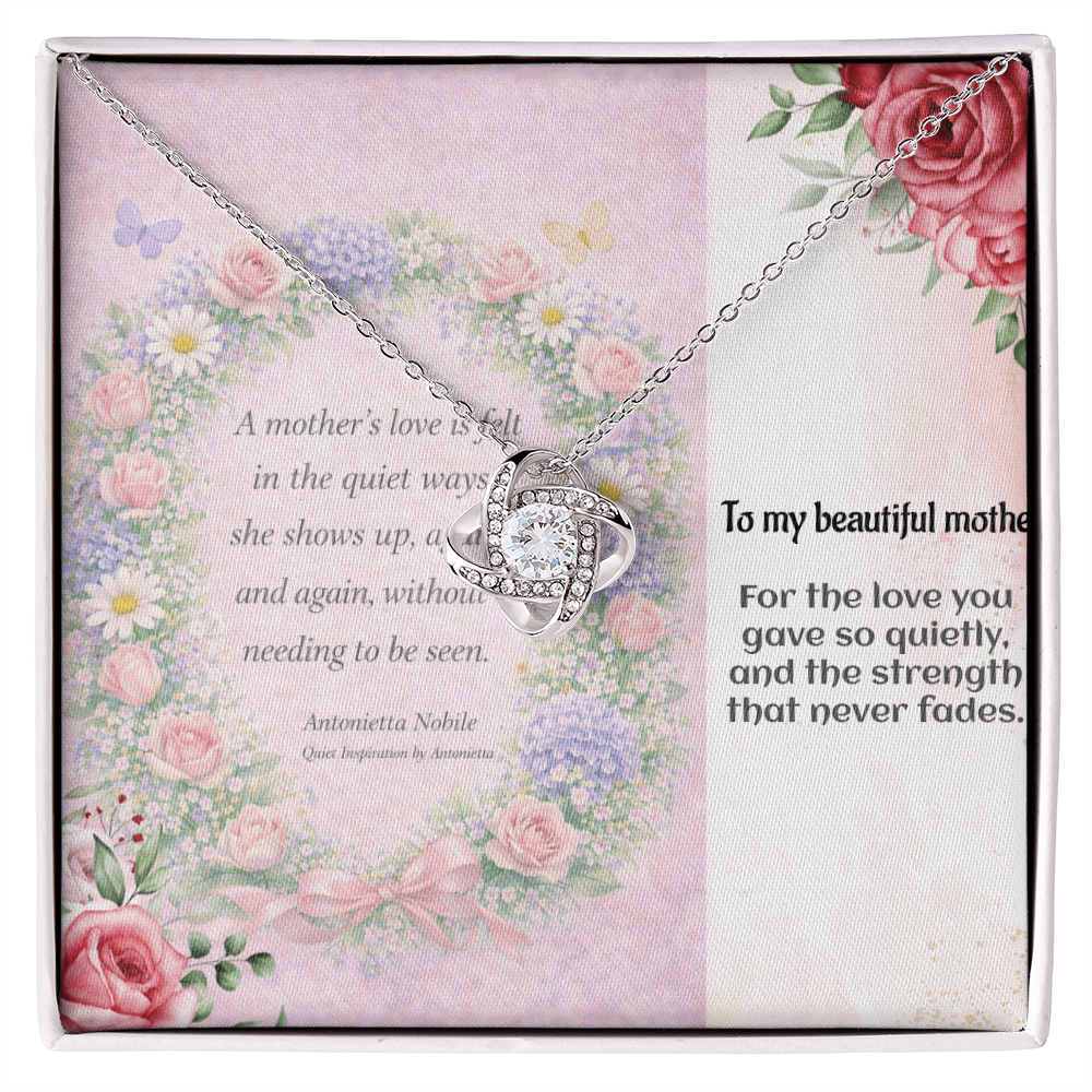 To My Beautiful Mother Necklace – Love Knot Gift for Mom, Meaningful Mother's Day Gift, Emotional Keepsake Jewelry for Mom