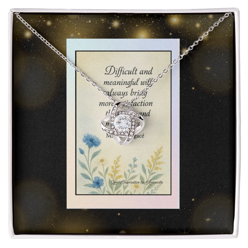 Inspirational Love Knot Necklace Gift for Her – Motivational Encouragement Gift, Strength & Perseverance Message Card,
