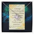 Inspirational Courage Quote Gift Necklace Card – Encouragement Gift for Women, Motivation Jewelry Card, Strength Quote Gift, Sympathy Support Gift, Inspirational Floral Message Card