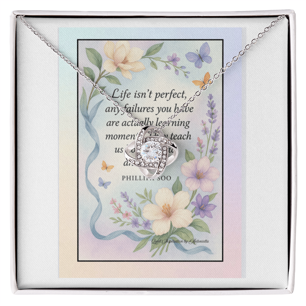 Inspirational Love Knot Necklace Gift for Her – Motivational Quote Jewelry | Encouragement, Healing & Personal Growth Message Card