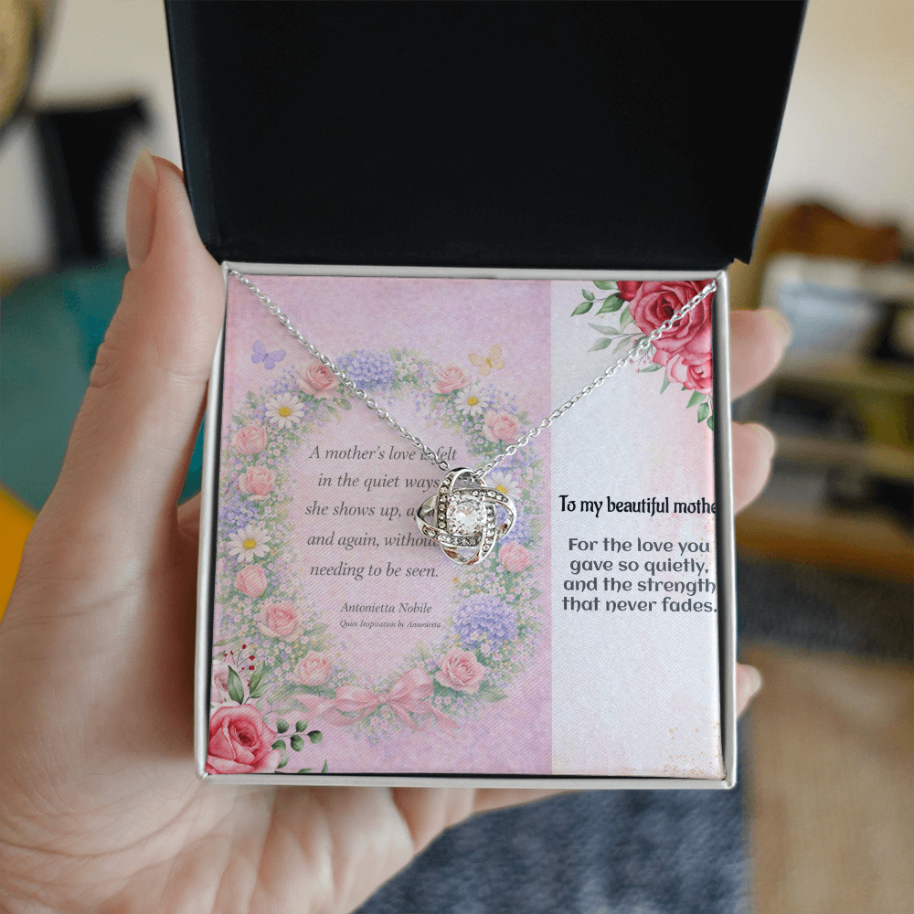 To My Beautiful Mother Necklace – Love Knot Gift for Mom, Meaningful Mother's Day Gift, Emotional Keepsake Jewelry for Mom