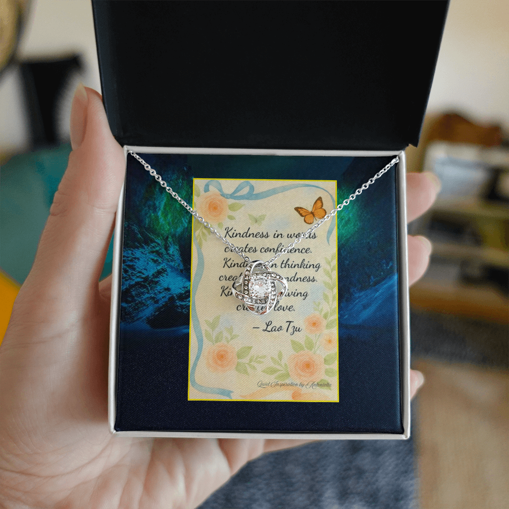 Inspirational Kindness Quote Gift Necklace – Encouragement Gift for Women, Meaningful Jewelry Card, Sympathy Support Gift, Motivational Floral Message Card