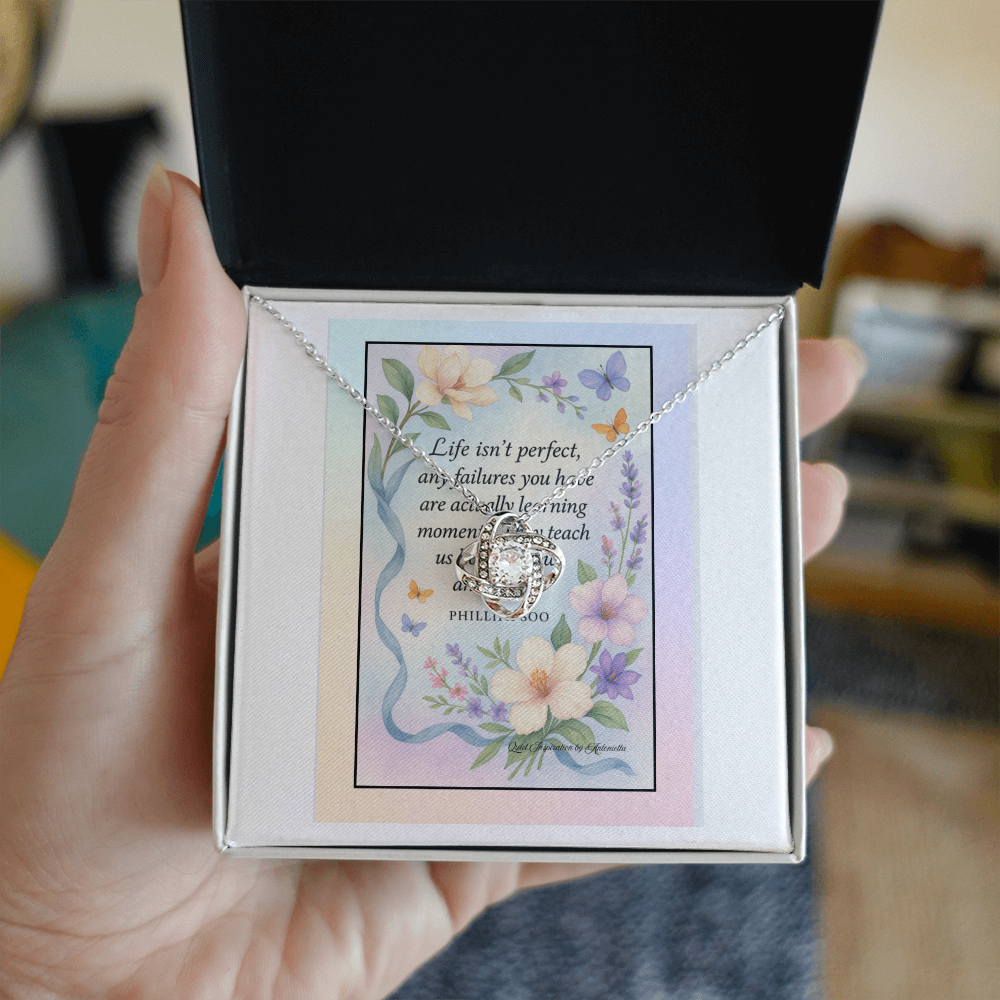 Inspirational Love Knot Necklace Gift for Her – Motivational Quote Jewelry | Encouragement, Healing & Personal Growth Message Card
