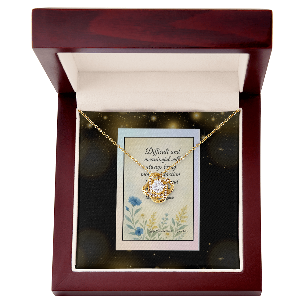 Inspirational Love Knot Necklace Gift for Her – Motivational Encouragement Gift, Strength & Perseverance Message Card,