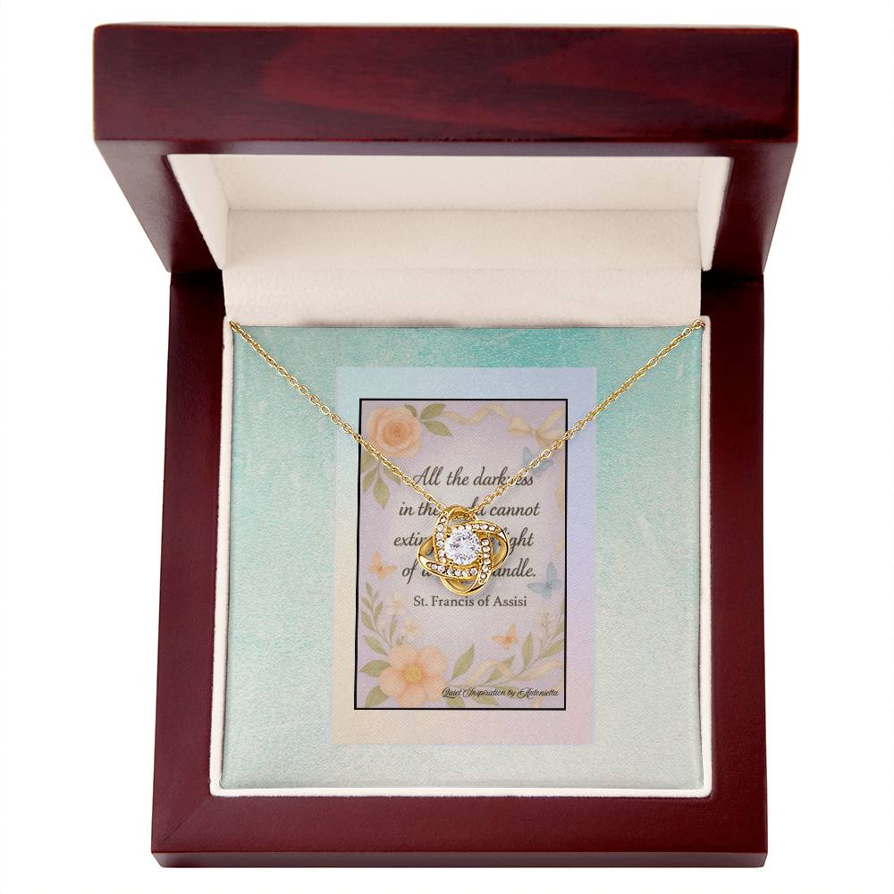 Christian Love Knot Necklace Gift for Women – St. Francis of Assisi Inspirational Jewelry, Faith Encouragement Gift, Religious Quote Pendant, Meaningful Christian Gift Necklace