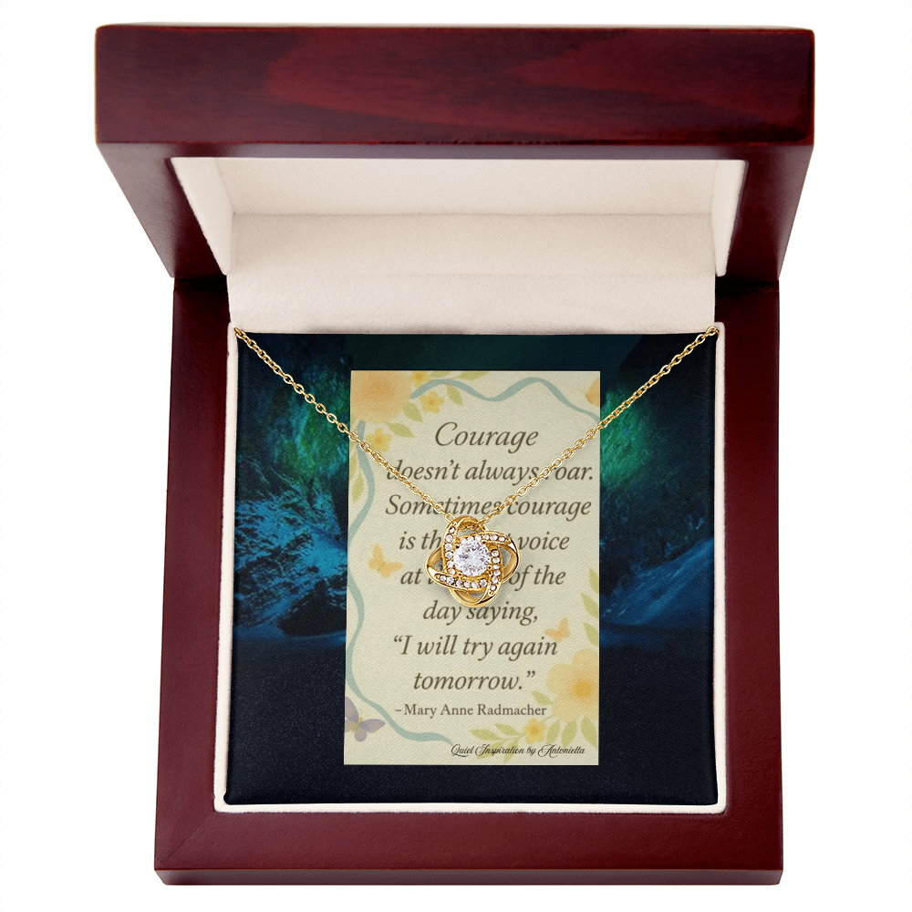 Inspirational Courage Quote Gift Necklace Card – Encouragement Gift for Women, Motivation Jewelry Card, Strength Quote Gift, Sympathy Support Gift, Inspirational Floral Message Card