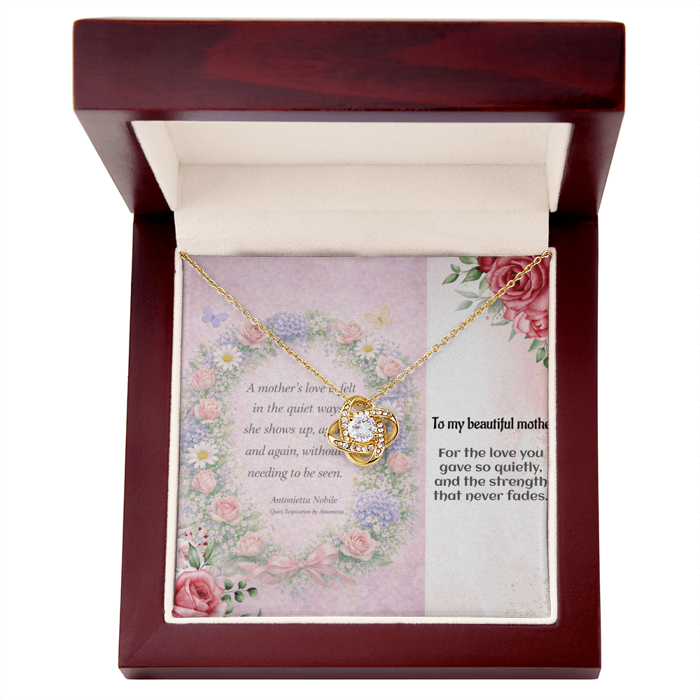To My Beautiful Mother Necklace – Love Knot Gift for Mom, Meaningful Mother's Day Gift, Emotional Keepsake Jewelry for Mom