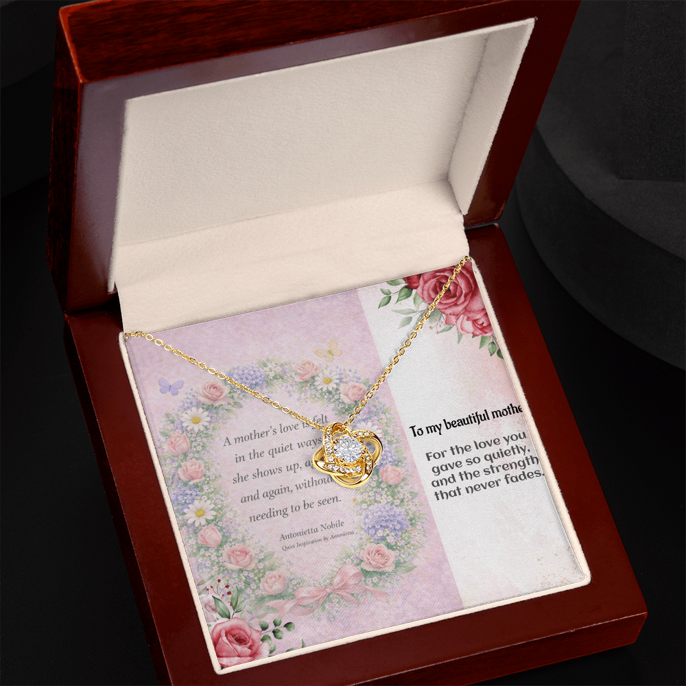 To My Beautiful Mother Necklace – Love Knot Gift for Mom, Meaningful Mother's Day Gift, Emotional Keepsake Jewelry for Mom