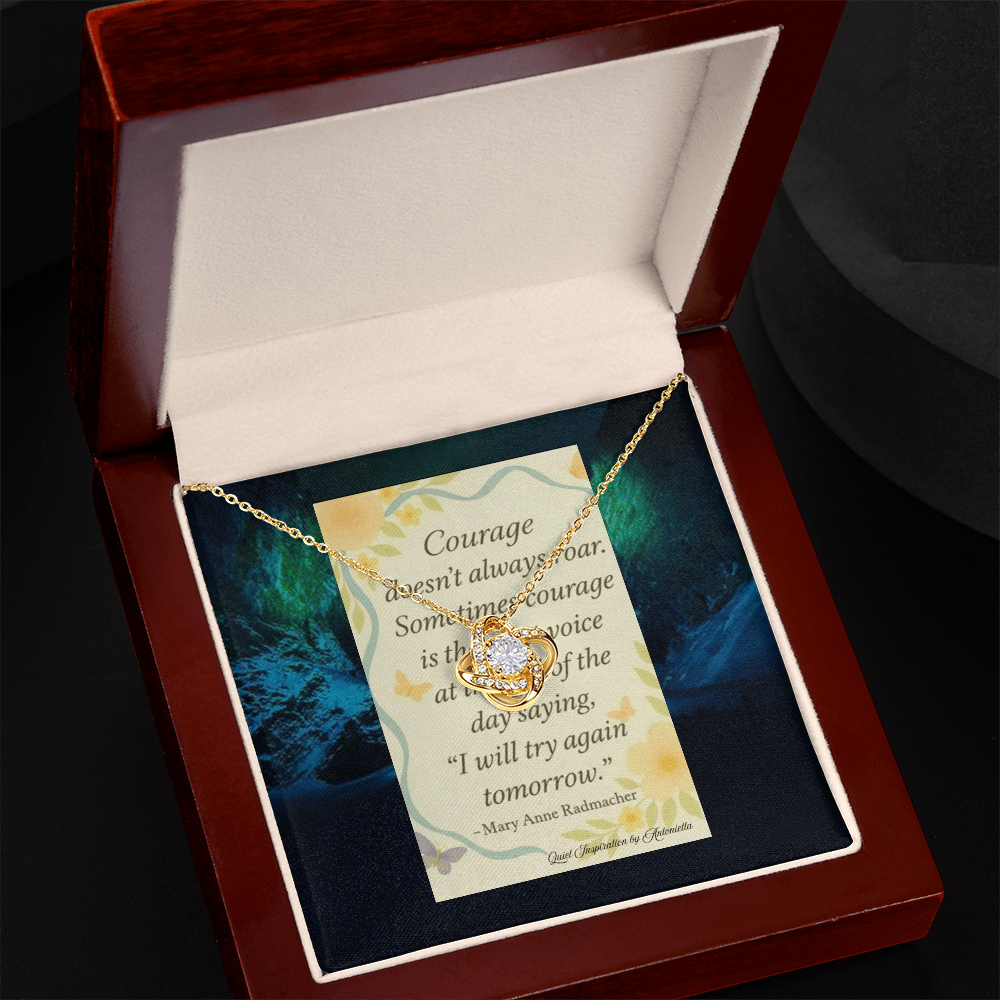 Inspirational Courage Quote Gift Necklace Card – Encouragement Gift for Women, Motivation Jewelry Card, Strength Quote Gift, Sympathy Support Gift, Inspirational Floral Message Card
