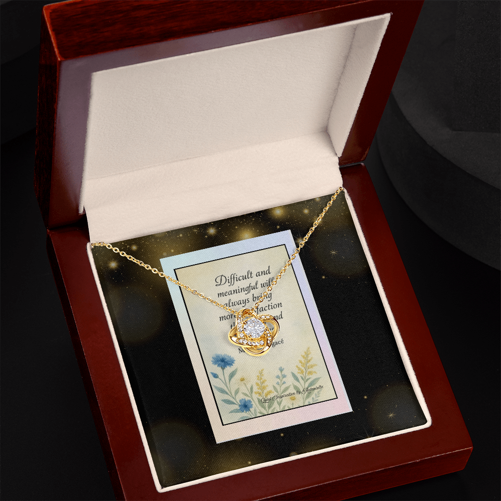 Inspirational Love Knot Necklace Gift for Her – Motivational Encouragement Gift, Strength & Perseverance Message Card,