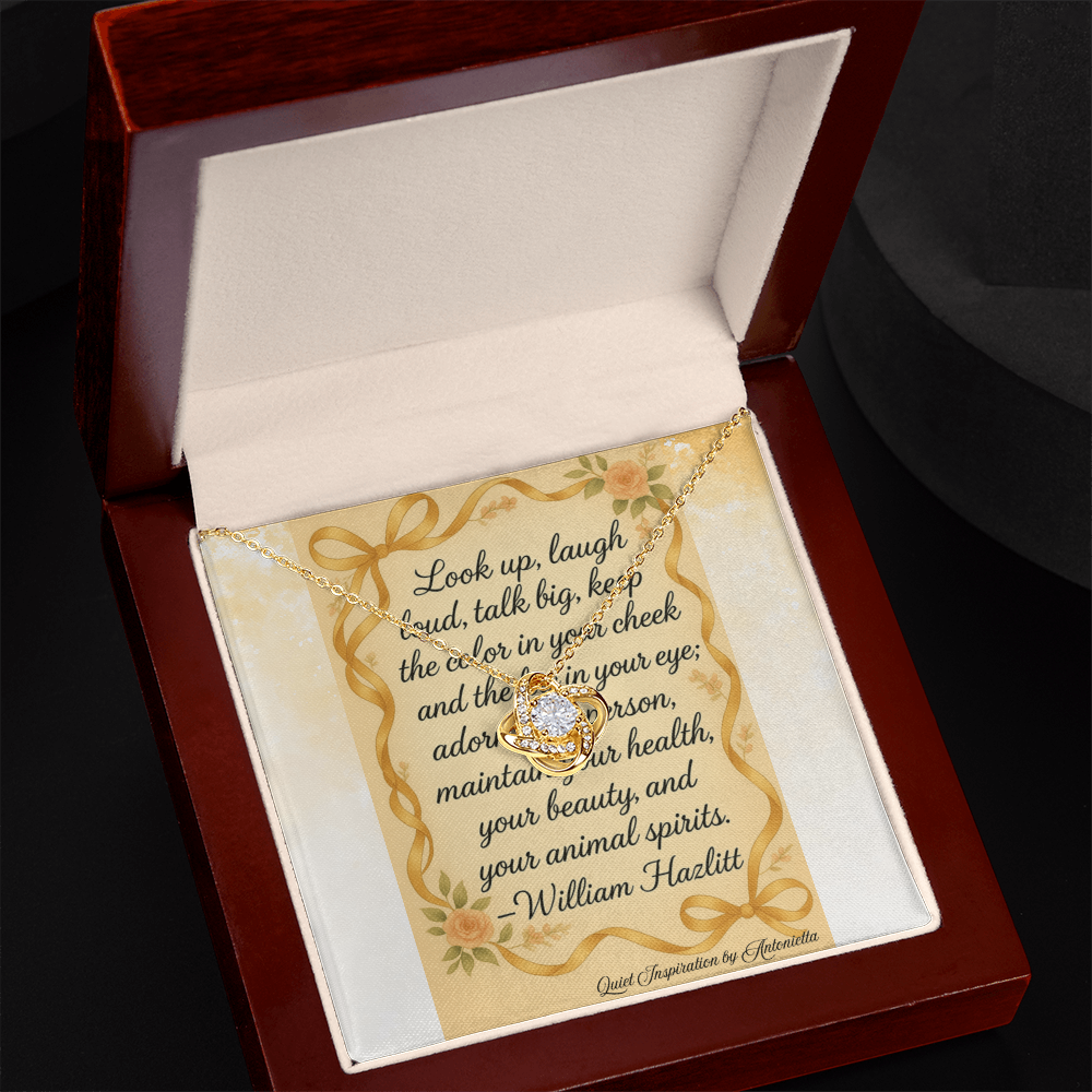 Inspirational Love Knot Necklace Gift for Women – Encouragement Jewelry, Motivational Quote Pendant, Positive Energy Gift, Meaningful Love Knot Necklace