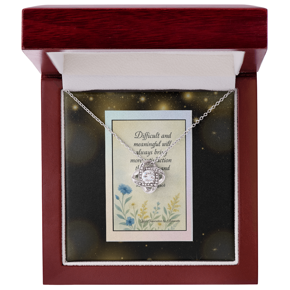 Inspirational Love Knot Necklace Gift for Her – Motivational Encouragement Gift, Strength & Perseverance Message Card,