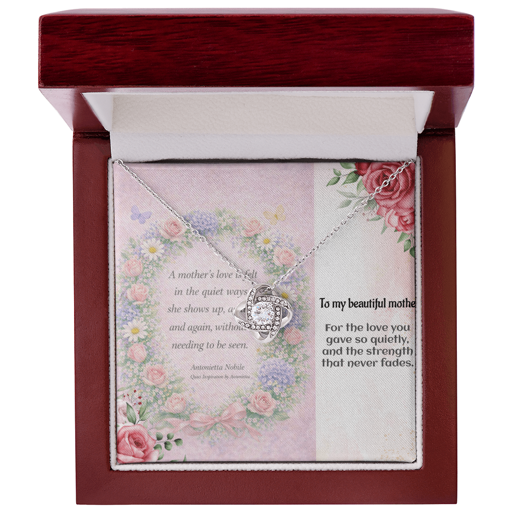 To My Beautiful Mother Necklace – Love Knot Gift for Mom, Meaningful Mother's Day Gift, Emotional Keepsake Jewelry for Mom