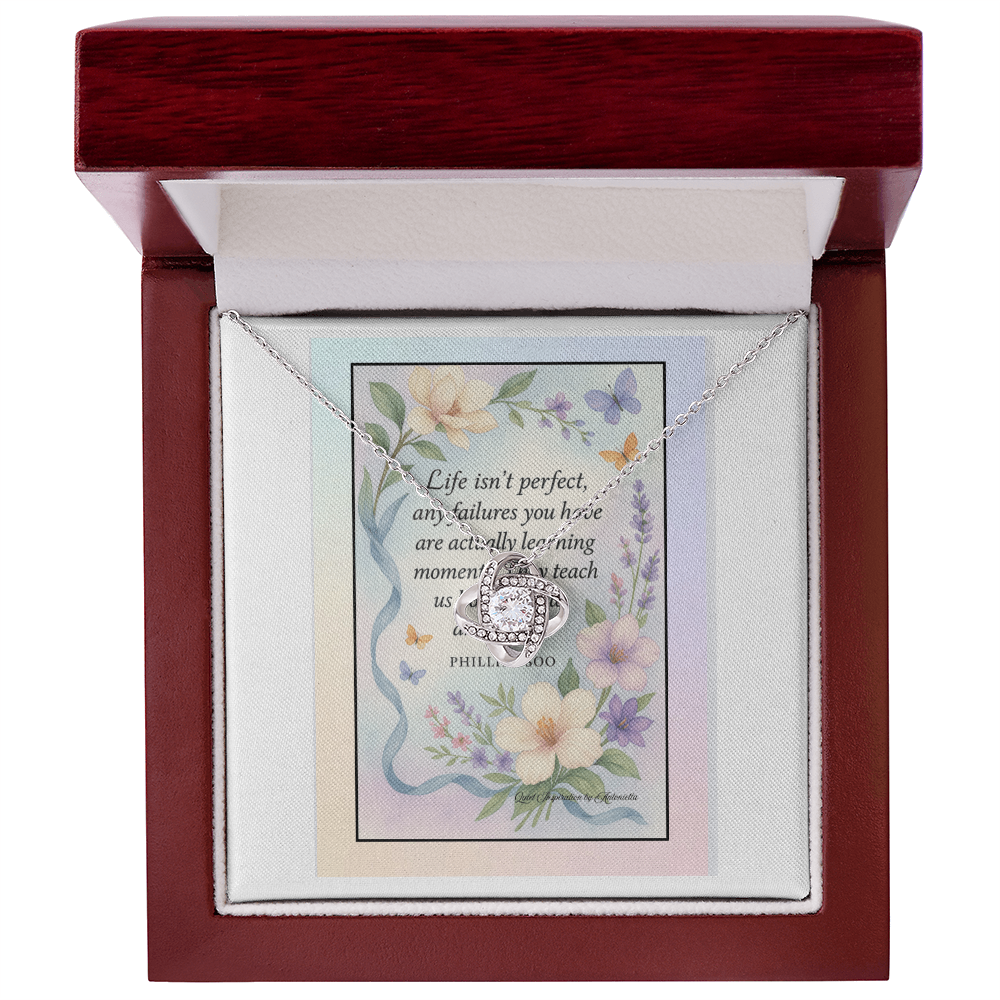 Inspirational Love Knot Necklace Gift for Her – Motivational Quote Jewelry | Encouragement, Healing & Personal Growth Message Card