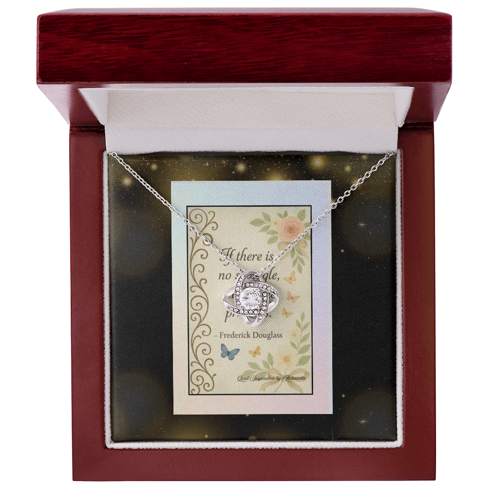 Inspirational Love Knot Necklace Gift – “If There Is No Struggle There Is No Progress” | Encouragement Jewelry for Strength & Resilience