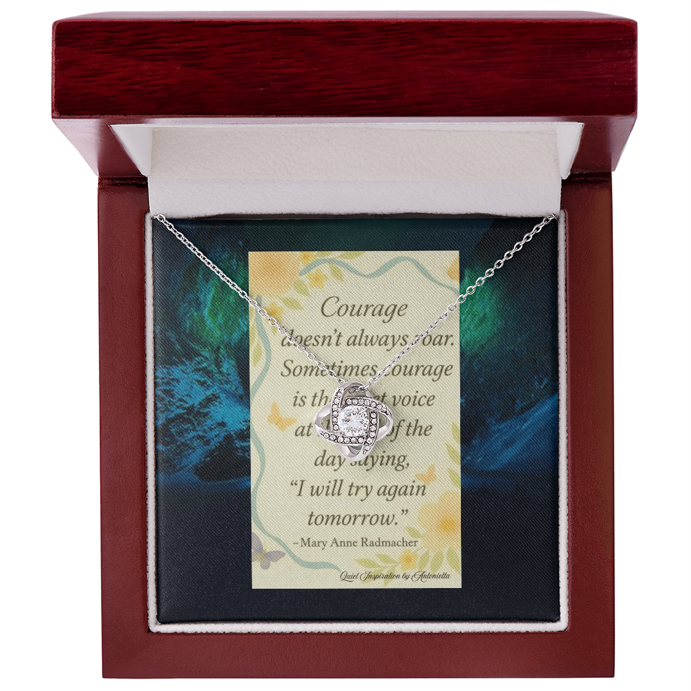 Inspirational Courage Quote Gift Necklace Card – Encouragement Gift for Women, Motivation Jewelry Card, Strength Quote Gift, Sympathy Support Gift, Inspirational Floral Message Card