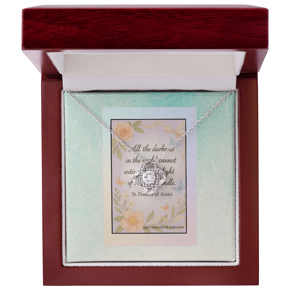 Christian Love Knot Necklace Gift for Women – St. Francis of Assisi Inspirational Jewelry, Faith Encouragement Gift, Religious Quote Pendant, Meaningful Christian Gift Necklace