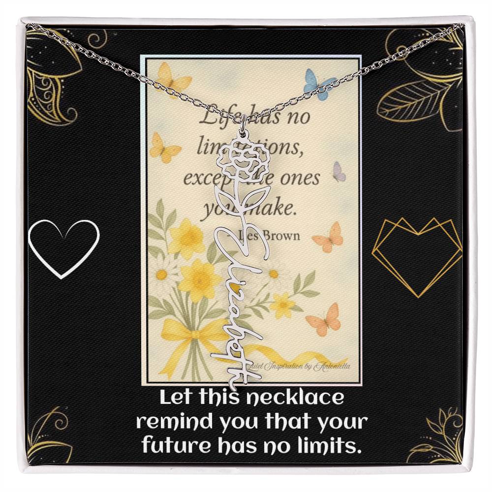 Motivational Necklace – Life Has No Limitations Quote Pendant – Inspirational Gift for Women – Encouragement Jewelry